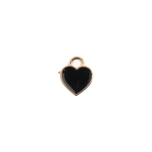DZ0464-26: Zinc Charm 7x8mm Small Hearts Black 10PPK