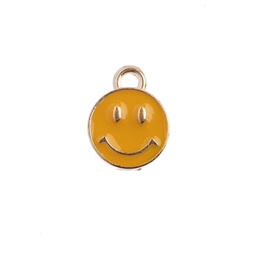 DZ0464-45: Zinc Charms 10x13mm Happy Face Gold - 10PPK