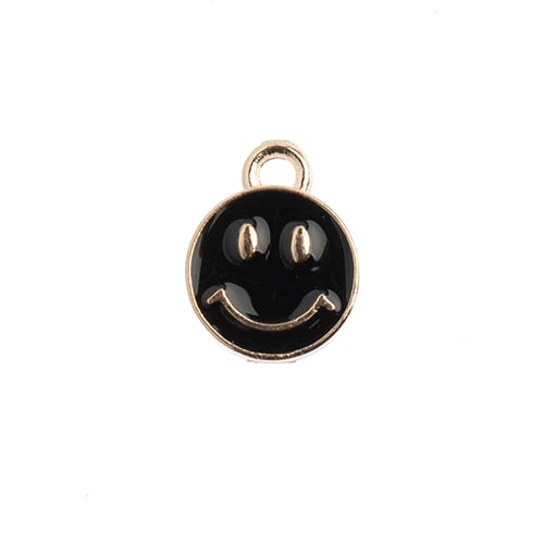 DZ0464-48: Zinc Charms 10x13mm Happy Face Black - 10PPK
