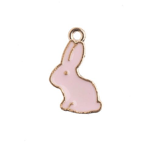 DZ0464-54: Zinc Charm 9x18mm Bunny Rabbit Pink 10PPK