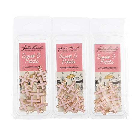 DZ0464-59: Zinc Charm 17x11mm Cross Pink 10PPK