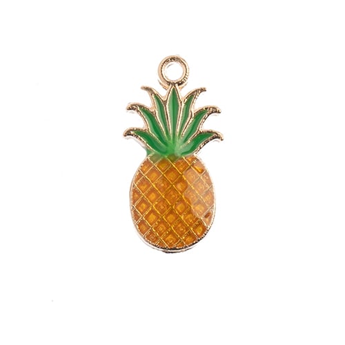 DZ0464-61: Zinc Charms 17x9mm Pineapple Yellow/Green - 10PPK