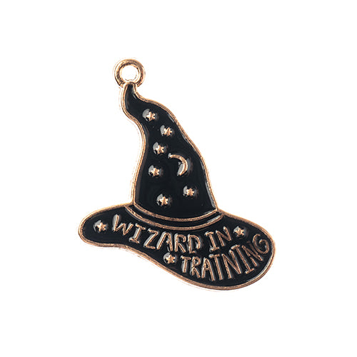 DZ0466-11: Zinc Charm Halloween 31x24mm Wizard Hat 6PPK