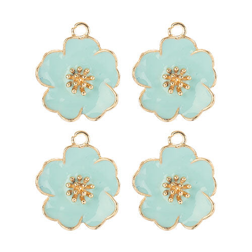 DZ0467-012: Zinc Charm 20x24mm Blue Flower 4PPK