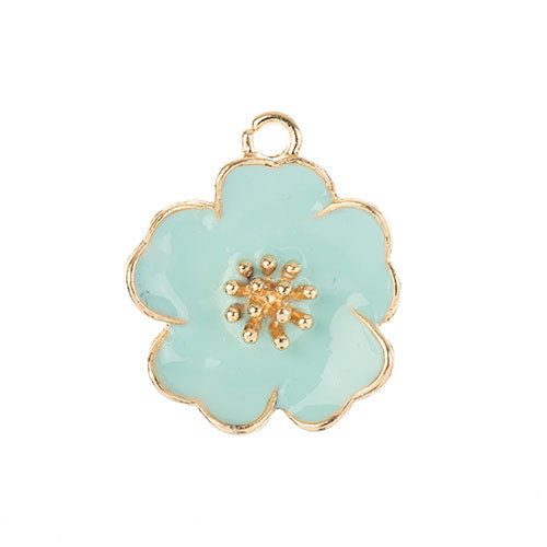 DZ0467-012: Zinc Charm 20x24mm Blue Flower 4PPK