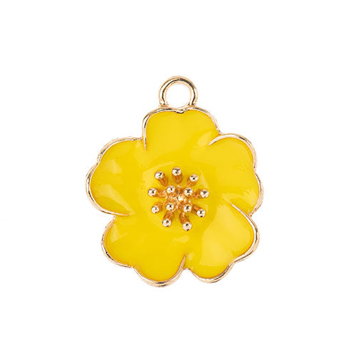 DZ0467-015: Zinc Charms 20x24mm Yellow Flower 4PPK