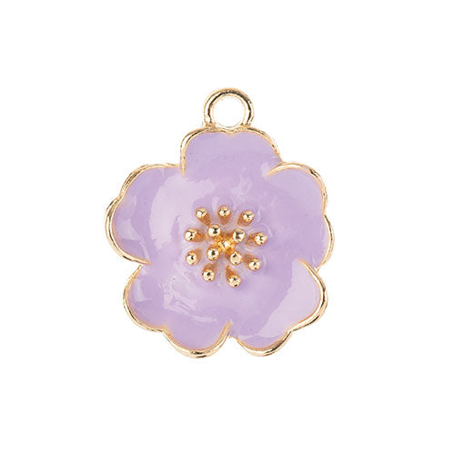 DZ0467-016: Zinc Charm 20x24mm Purple Flower 4PPK