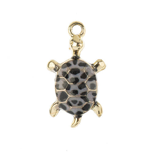 DZ0467-022: Zinc Charm 24x14mm Turtle Black 5PPK