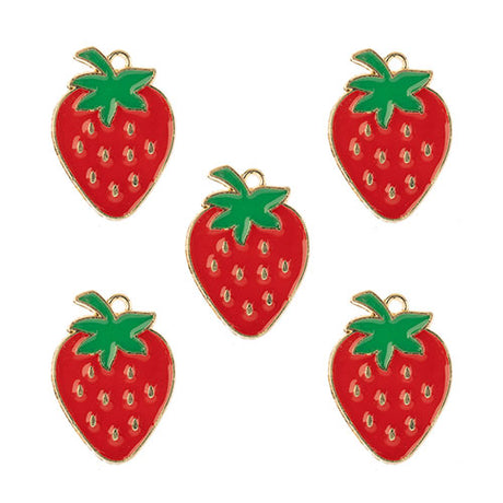 DZ0467-025: Zinc Charm 27x20mm Strawberry 5PPK