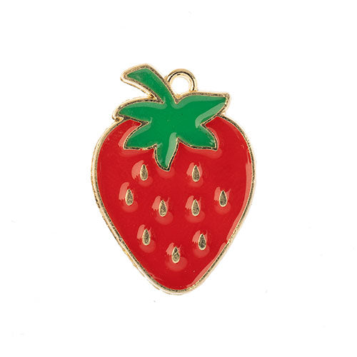 DZ0467-025: Zinc Charm 27x20mm Strawberry 5PPK
