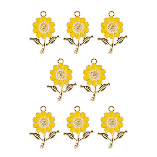 DZ0467-026: Zinc Charm 27x19.5mm Daisy Yellow 8PPK