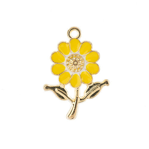 DZ0467-026: Zinc Charm 27x19.5mm Daisy Yellow 8PPK