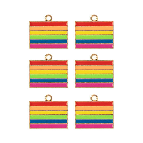 DZ0467-032: Zinc Charm 17.5x20mm Rainbow Flag 6PPK