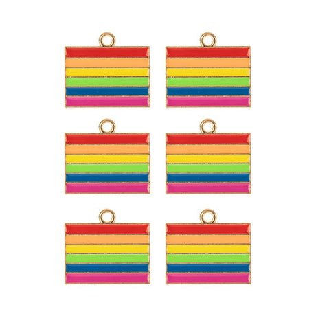 DZ0467-032: Zinc Charm 17.5x20mm Rainbow Flag 6PPK