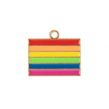 DZ0467-032: Zinc Charm 17.5x20mm Rainbow Flag 6PPK