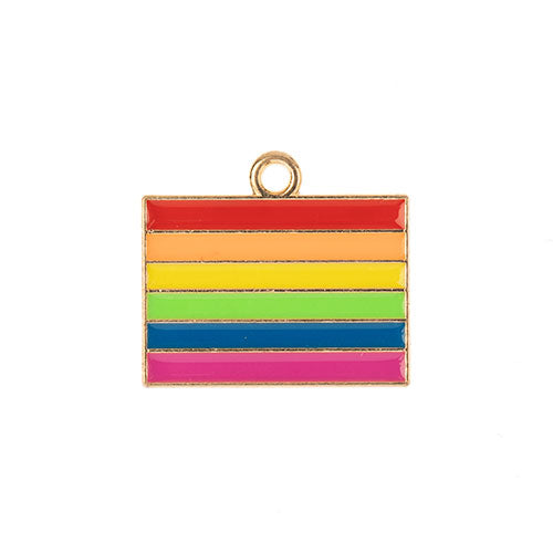 DZ0467-032: Zinc Charm 17.5x20mm Rainbow Flag 6PPK