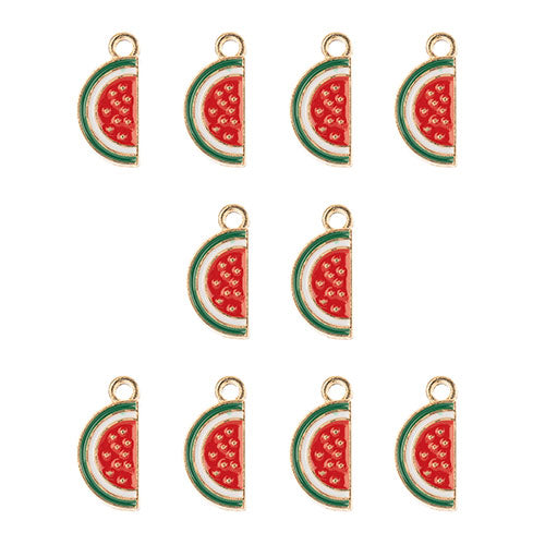 DZ0467-034: Zinc Charm 17x8mm Watermelon Slice 10PPK