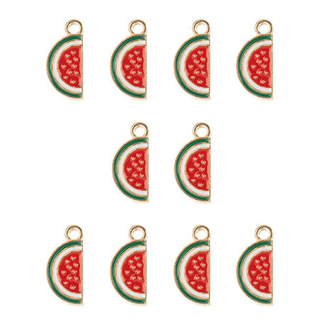 DZ0467-034: Zinc Charm 17x8mm Watermelon Slice 10PPK