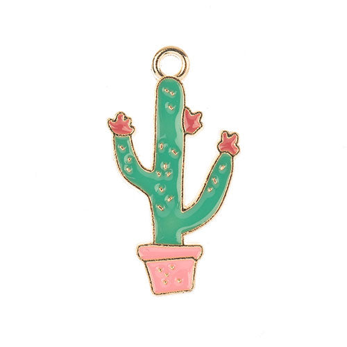 DZ0467-036: Zinc Charms 29x16mm Potted Catus - 10PPK
