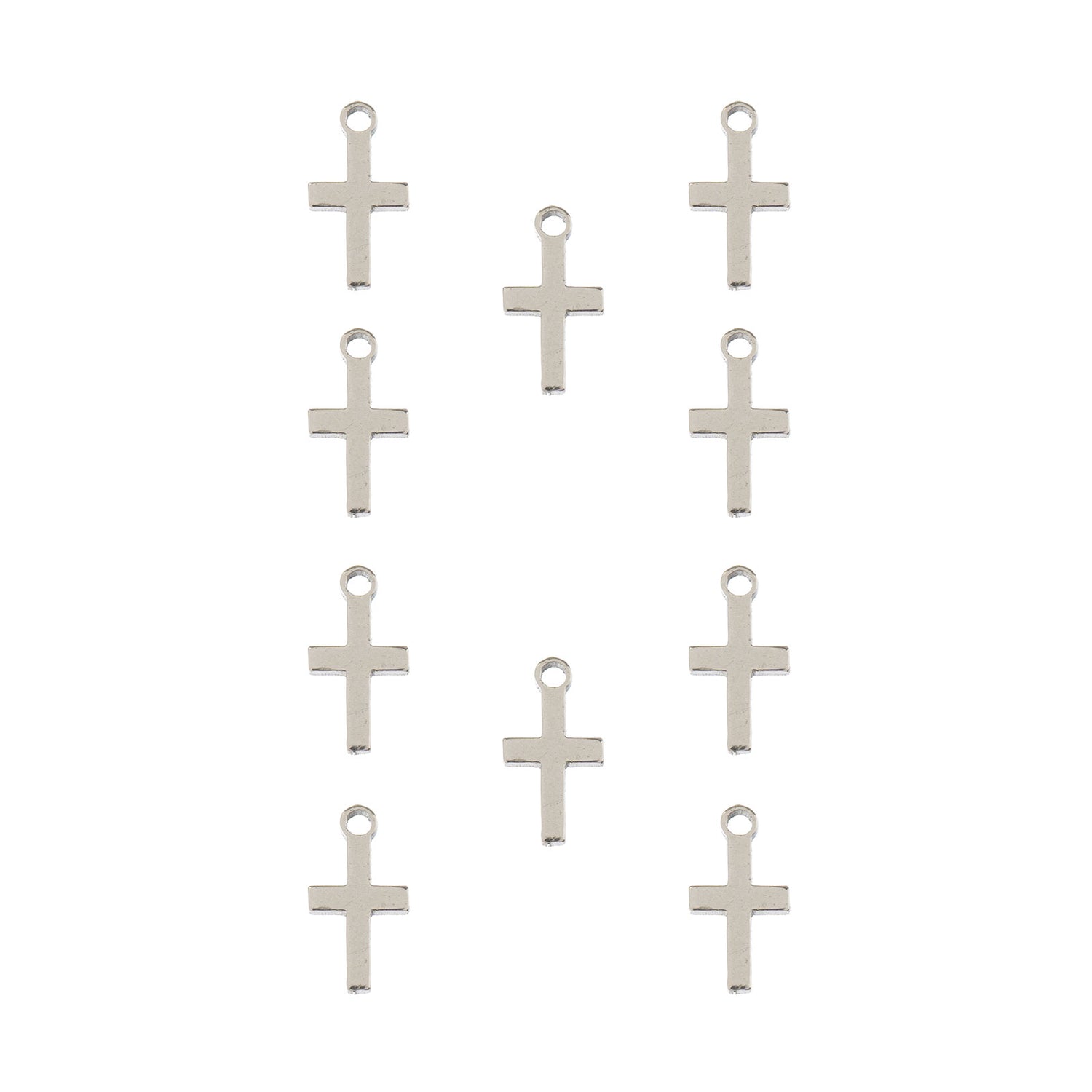 DZ0468-005: Steel Charm 5.3x10mm Cross SPL 10PPK