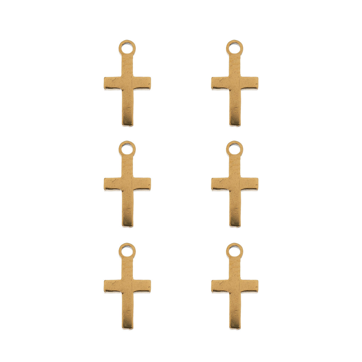 DZ0468-006: Steel Charm 5.3x10mm Cross GLD PLT 6PPK