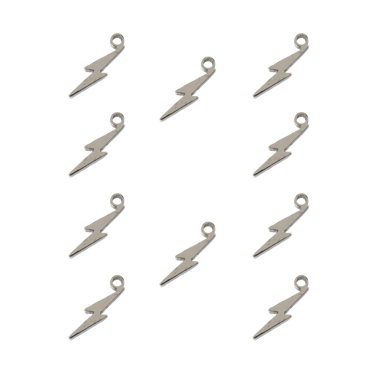 DZ0468-007: Zinc Charms 3.2x10.1mm Lightening Silver - 10PPK