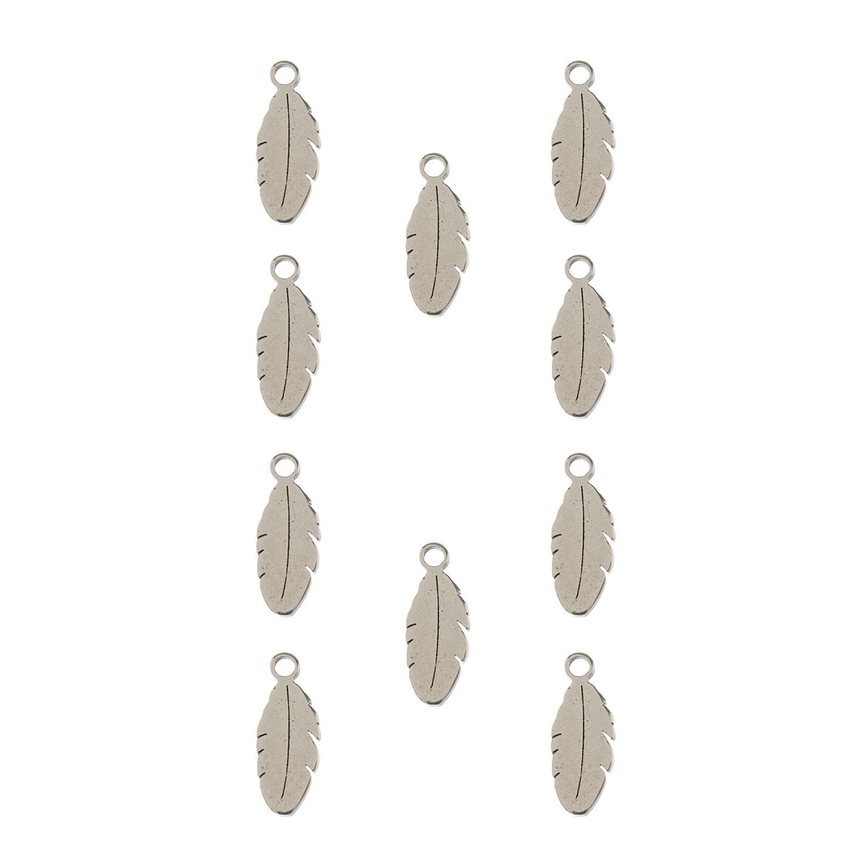 DZ0468-009: Steel Charm 4x10.7mm Feather SPL 10PPK