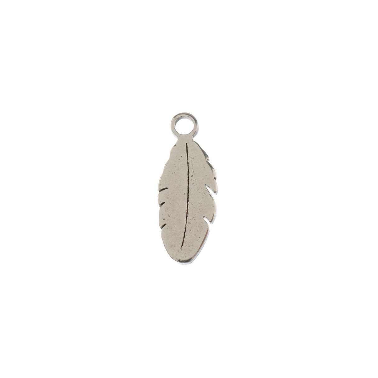 DZ0468-009: Steel Charm 4x10.7mm Feather SPL 10PPK