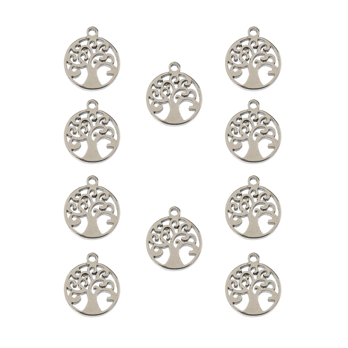 DZ0468-011: Steel Charm 8.2x9.7mm Tree of Life SPL 10PPK