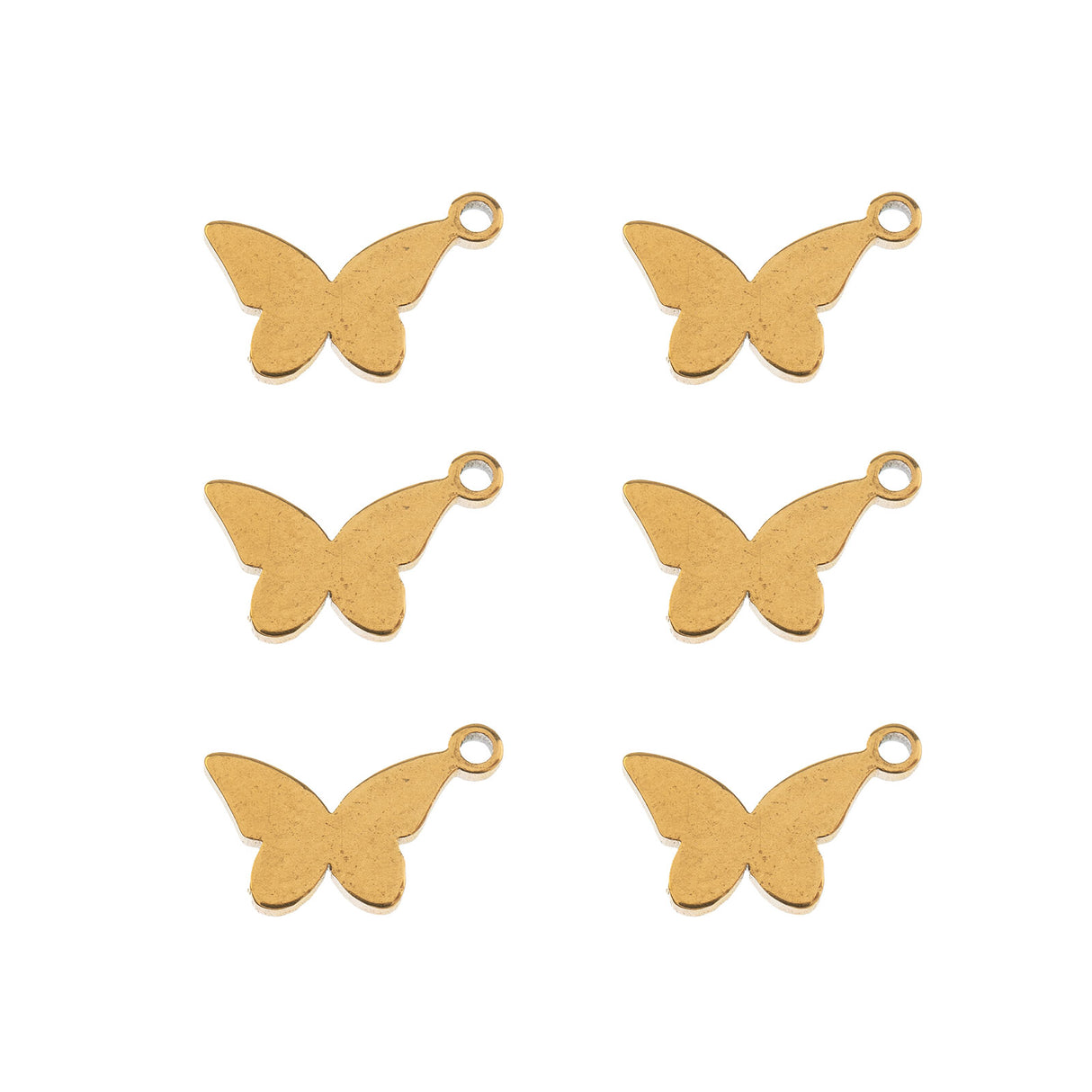 DZ0468-014: Steel Charm 7.9x9.9mm Butterfly GLD PLT 6PPK