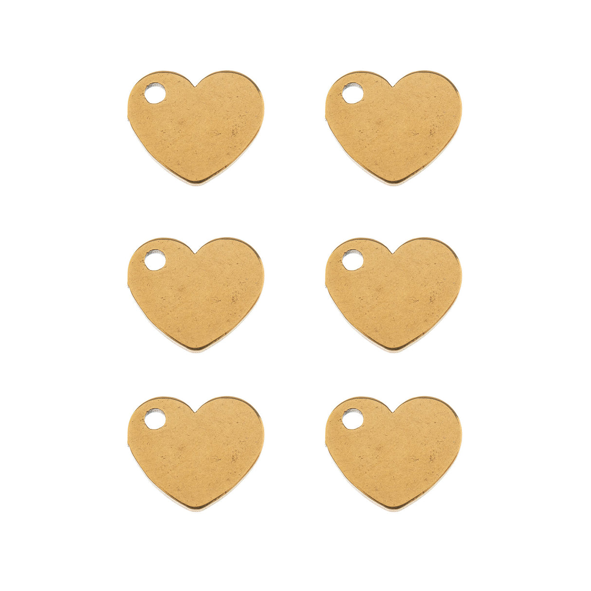 DZ0468-016: Steel Charm 9.0x9.1mm Heart GLD PLT 6PPK