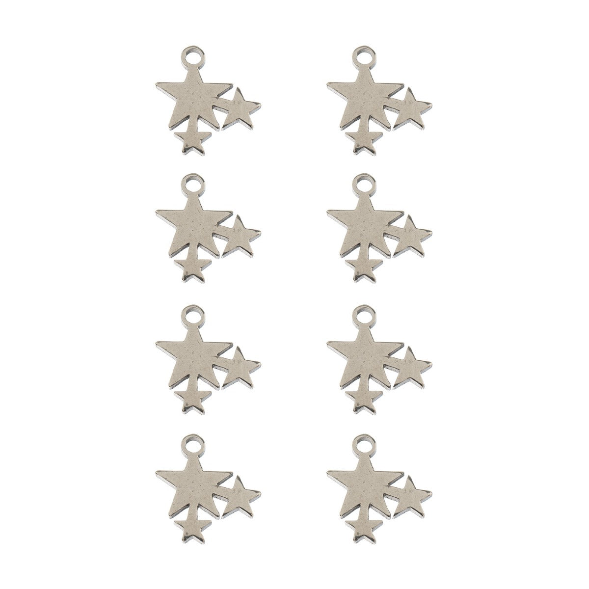 DZ0468-017: Zinc Charms 10.3x10.7mm Stars Silver - 10PPK