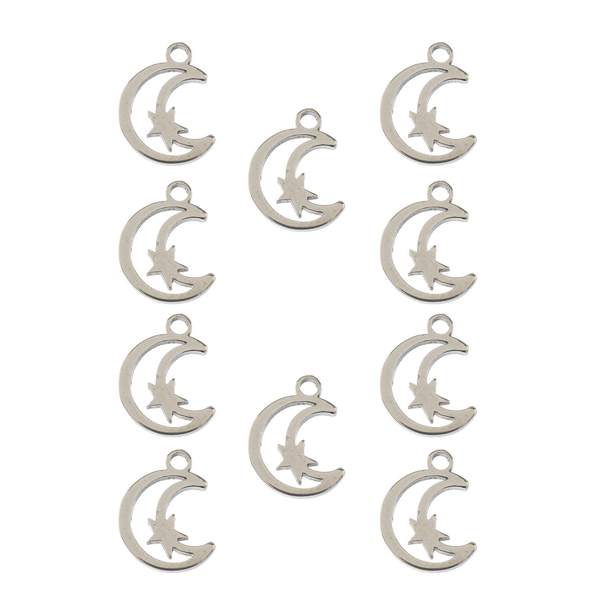 DZ0468-019: Steel Charm 11.7x9.2mm Moon w/Star SPL 10PPK