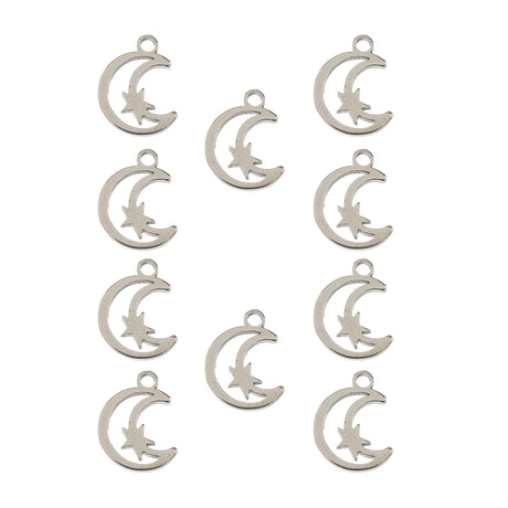DZ0468-019: Steel Charm 11.7x9.2mm Moon w/Star SPL 10PPK