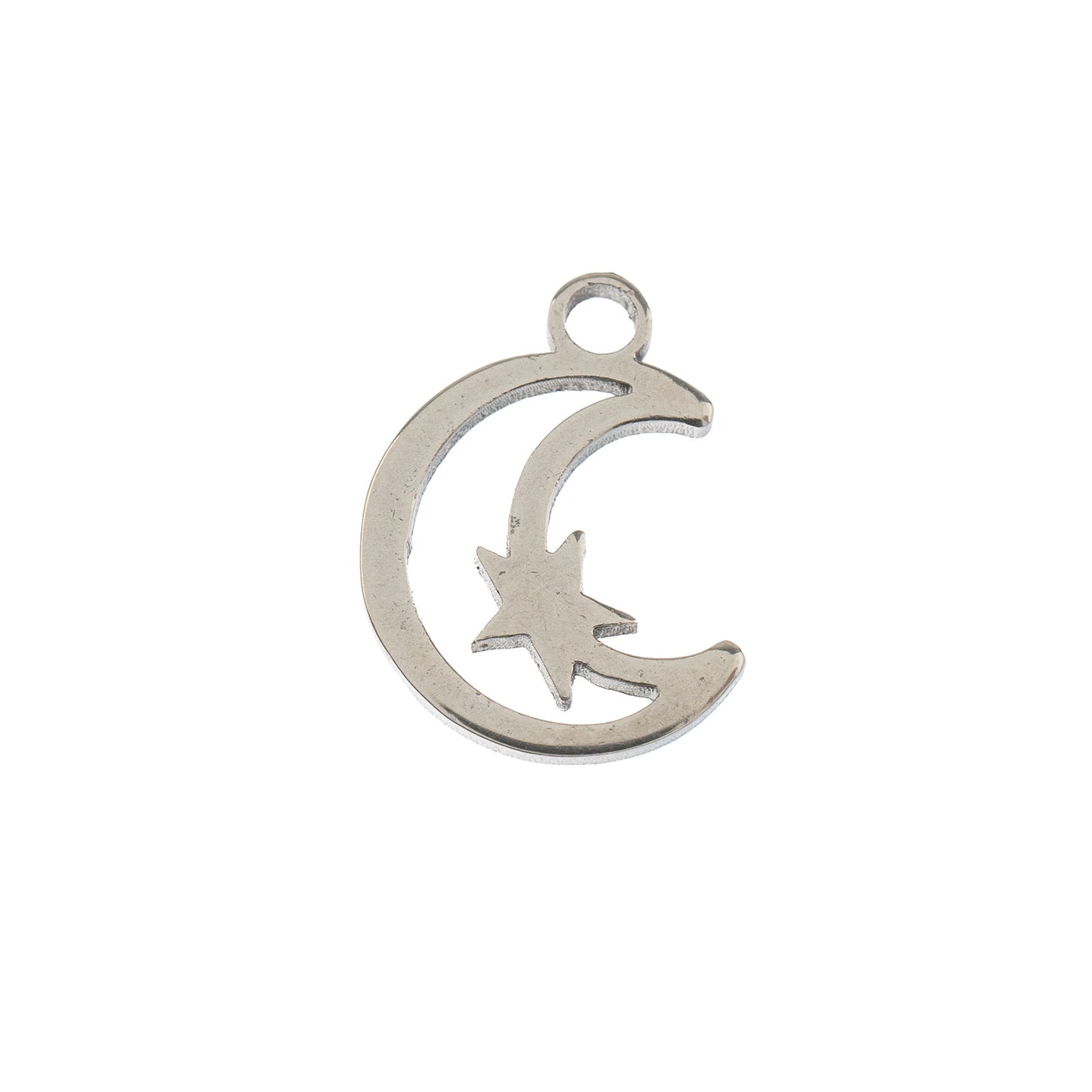 DZ0468-019: Steel Charm 11.7x9.2mm Moon w/Star SPL 10PPK