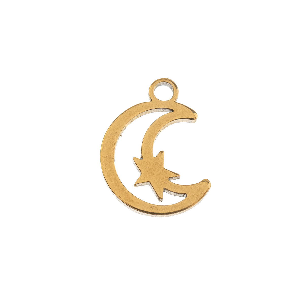 DZ0468-020: Steel Charm 11.7x9.2mm Moon w/Star GLD PLT 6PPK