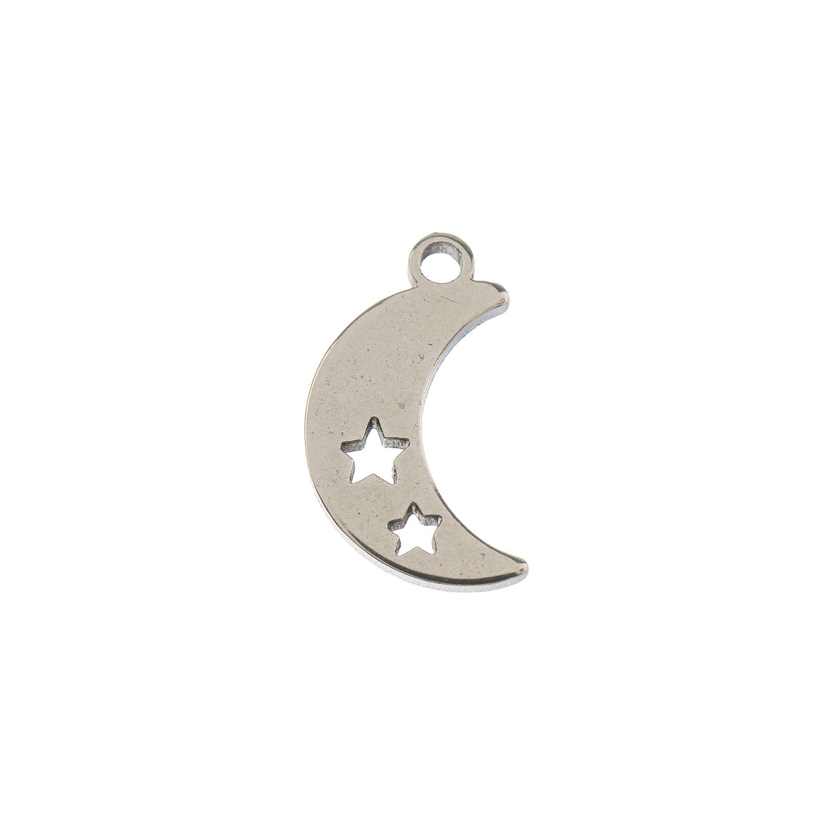 DZ0468-021: Steel Charm 11.7x7.5mm Moon w/Stars SPL 10PPK