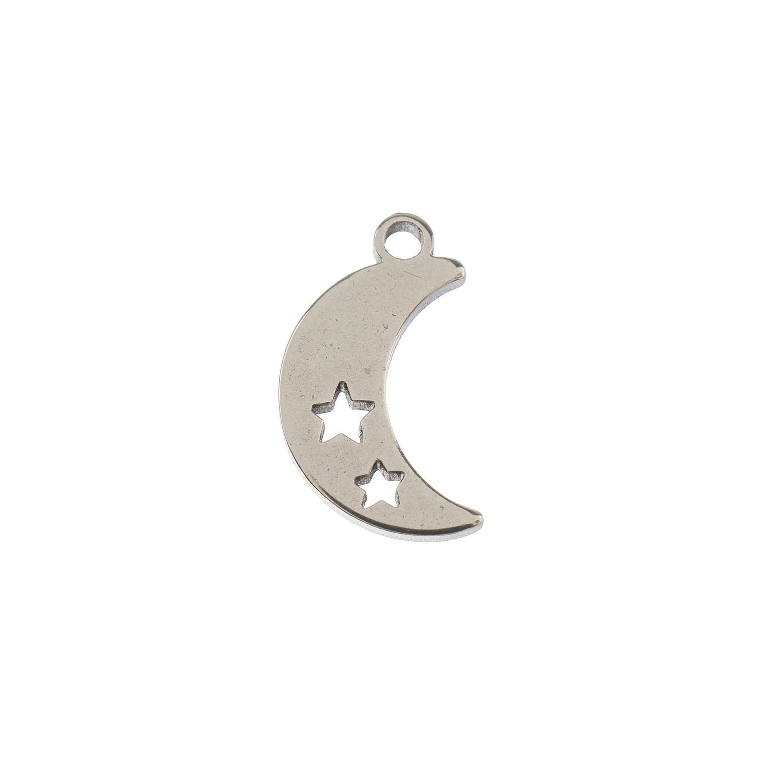 DZ0468-021: Steel Charm 11.7x7.5mm Moon w/Stars SPL 10PPK