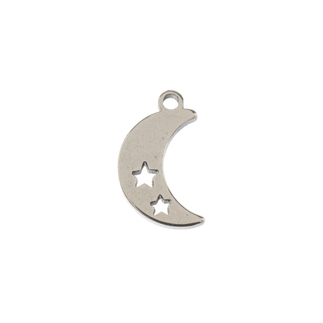 DZ0468-021: Steel Charm 11.7x7.5mm Moon w/Stars SPL 10PPK