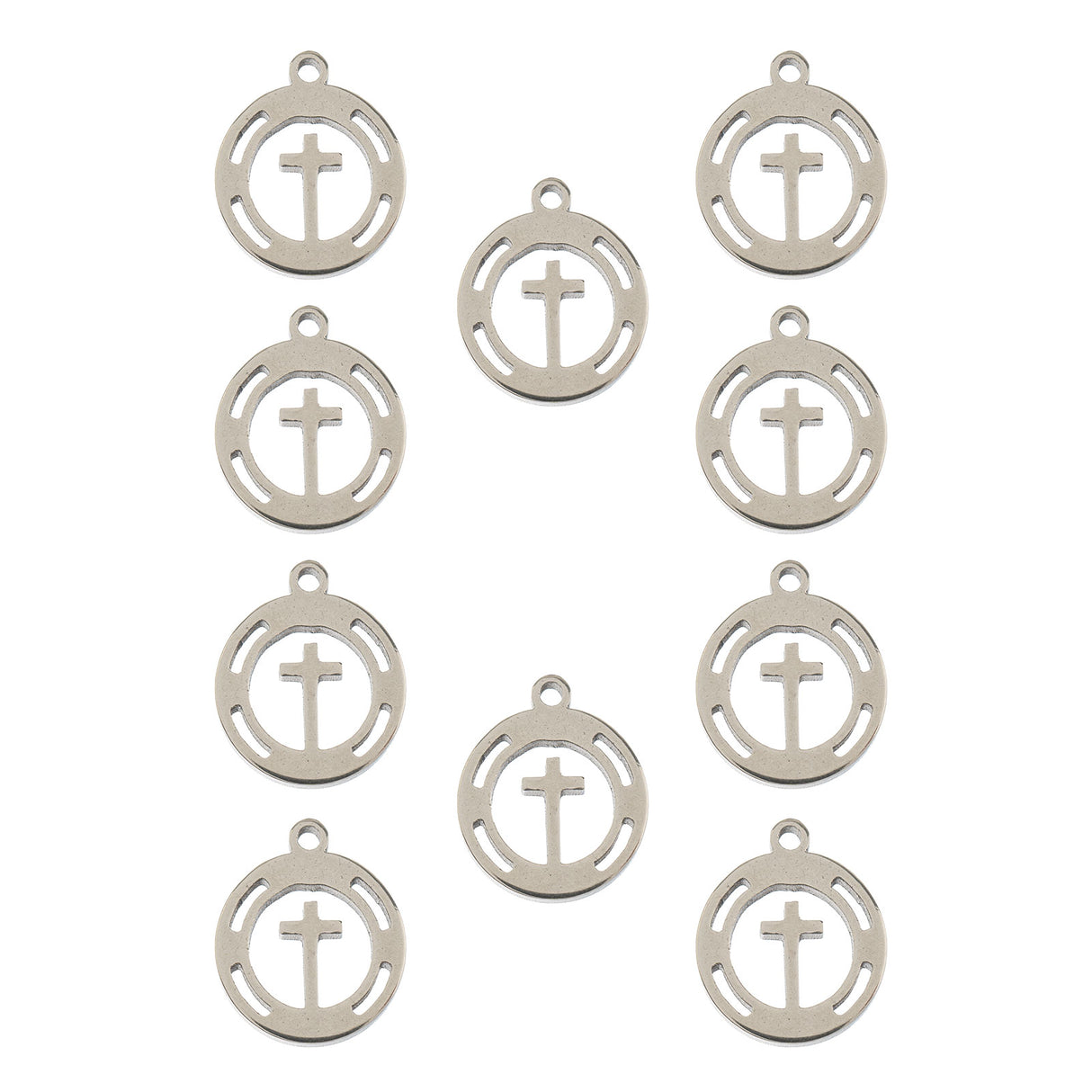 DZ0468-025: Steel Charm 11.4x10mm Cross in Wreath SPL 10PPK