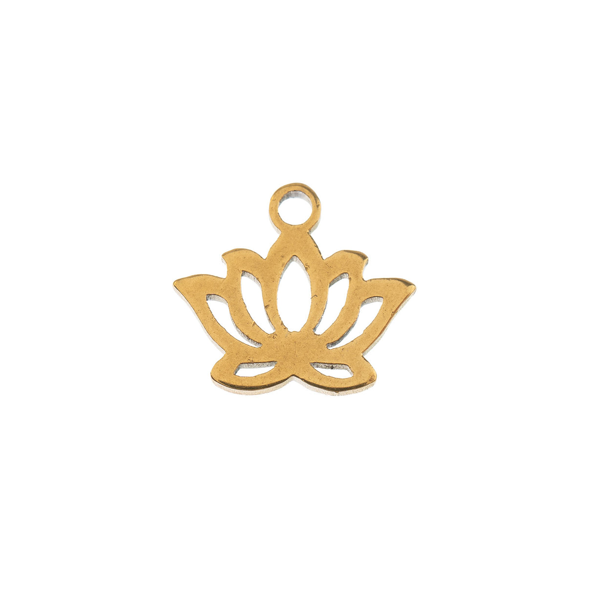 DZ0468-028: Steel Charm 10x9mm Water Lily GLD PLT 6PPK
