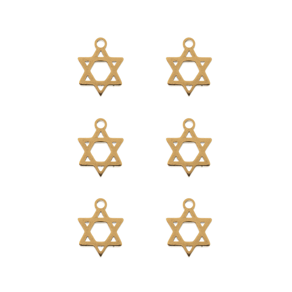 DZ0468-032: Steel Charm 8.7x11.2mm Star of David GLD PLT 6Pc