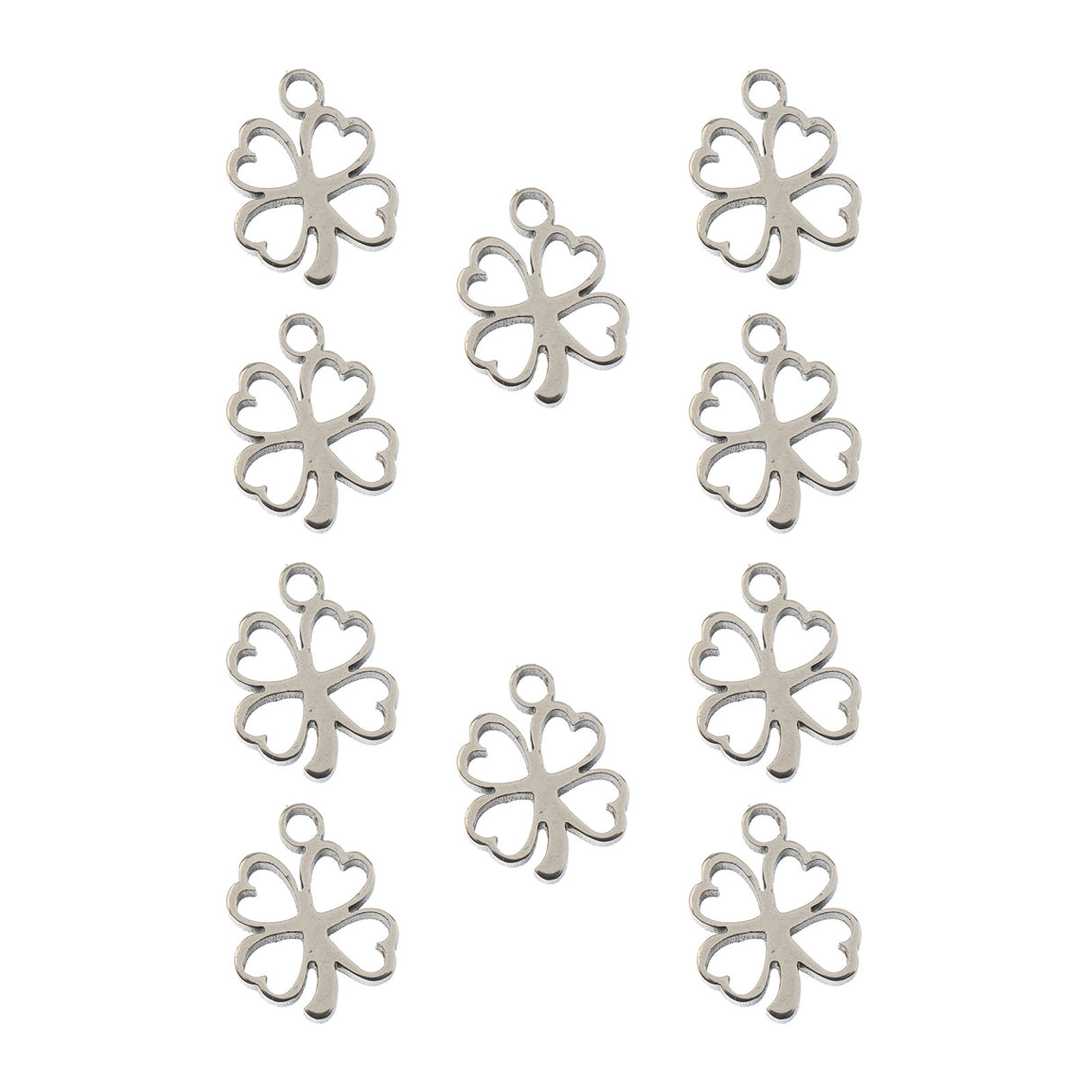 DZ0468-033: Steel Charm 8.5x10.8mm Clover SPL 10PPK