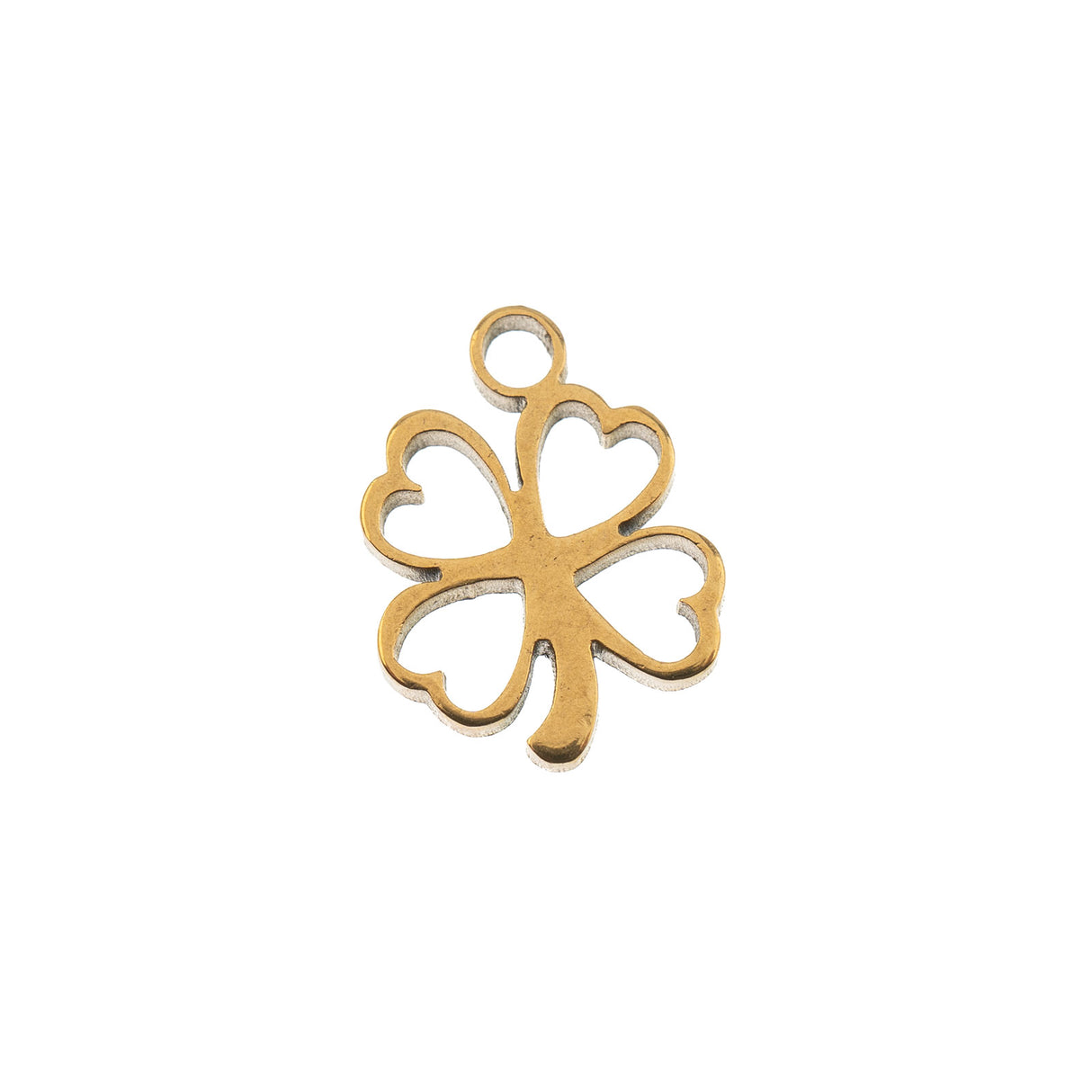DZ0468-034: Steel Charm 8.5x10.8mm Clover GLD PLT 6PPK
