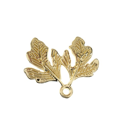 DZ1405-15: Beadwork Findings Gold Pendant Two Leaves 18x21mm 6PPK