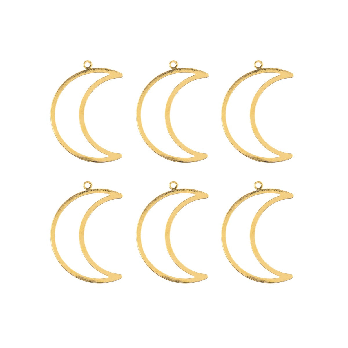 DZ1405-38: Beadwork Findings Gold Pendant Moon 17.5x26mm 6PPK
