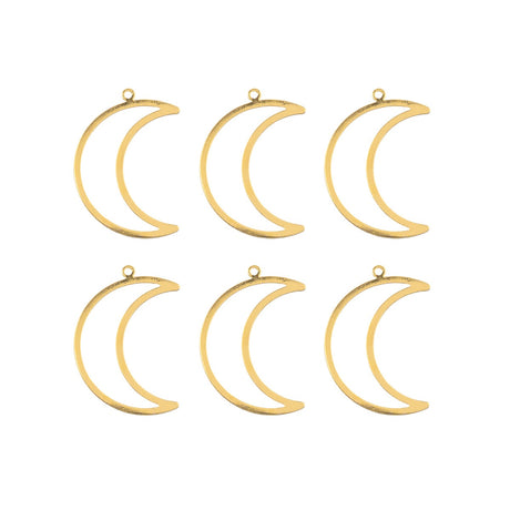 DZ1405-38: Beadwork Findings Gold Pendant Moon 17.5x26mm 6PPK