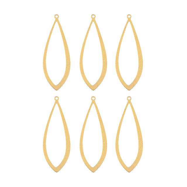 DZ1405-39: Beadwork Findings Gold Pendant Drop 13x37mm 6PPK