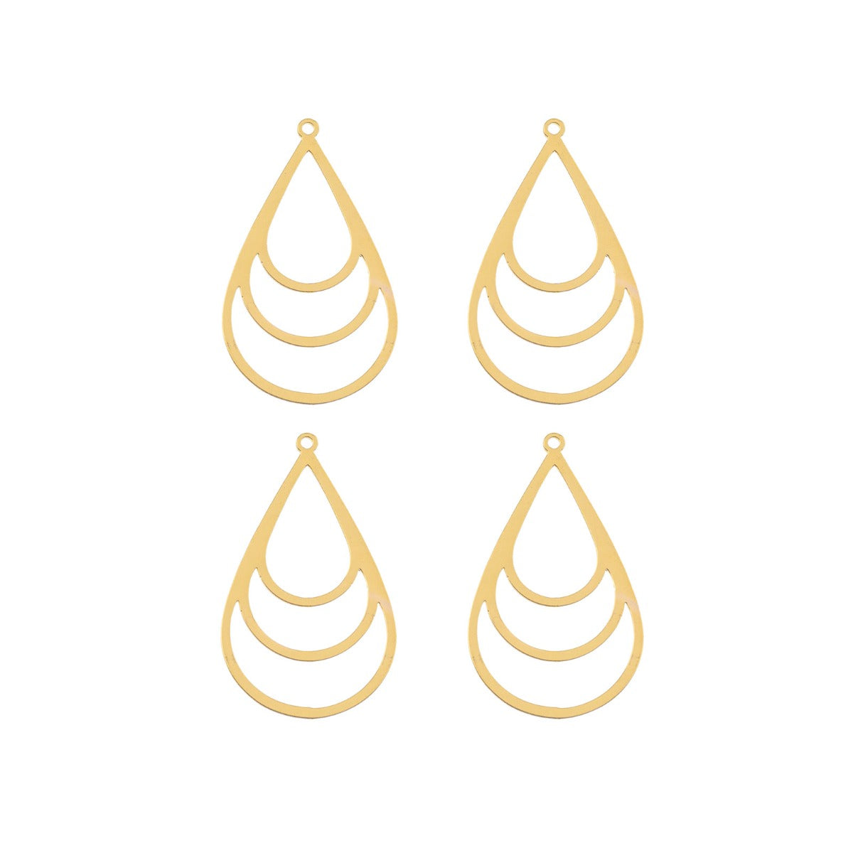 DZ1405-44: Beadwork Findings Gold Pendant Multi Drop 21x36mm 4PPK