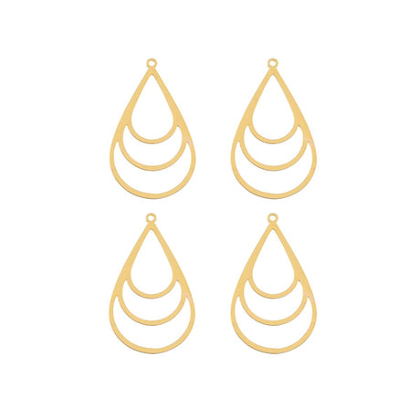 DZ1405-44: Beadwork Findings Gold Pendant Multi Drop 21x36mm 4PPK